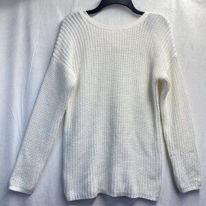 Ms. Maggie Open Knit Round Neck Long Sleeve Pullover Sweater Women 1X Ivory Used